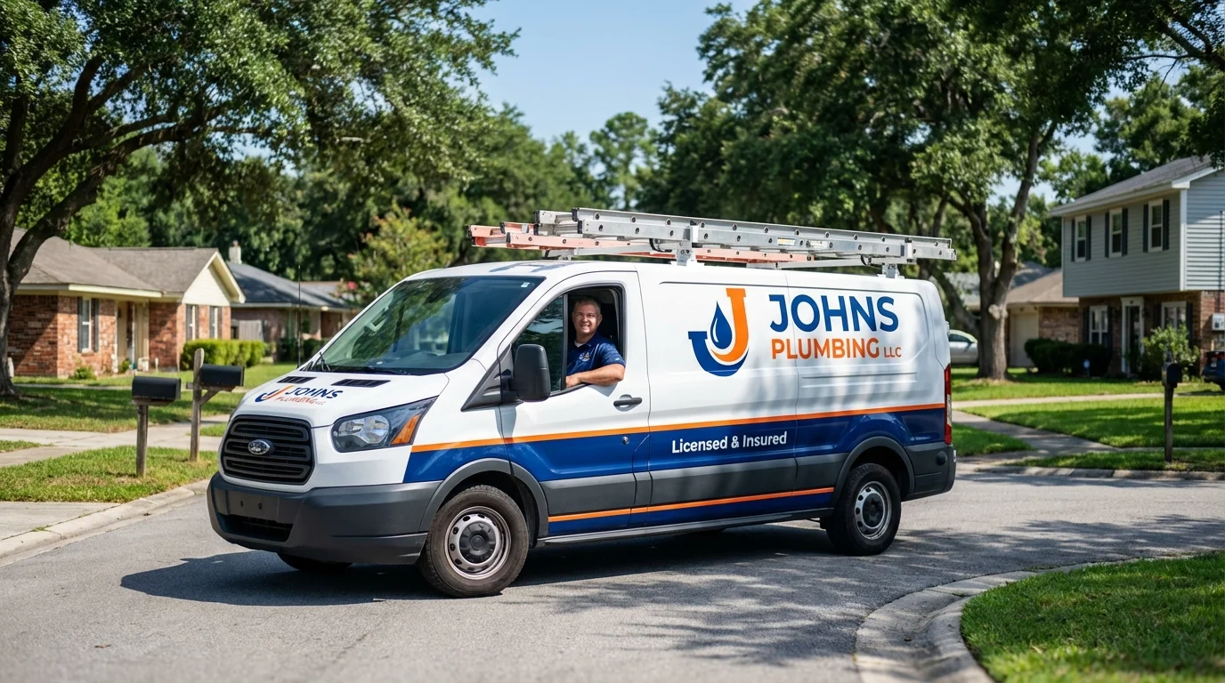 Johns Plumbing LLC service van in Metuchen, NJ
