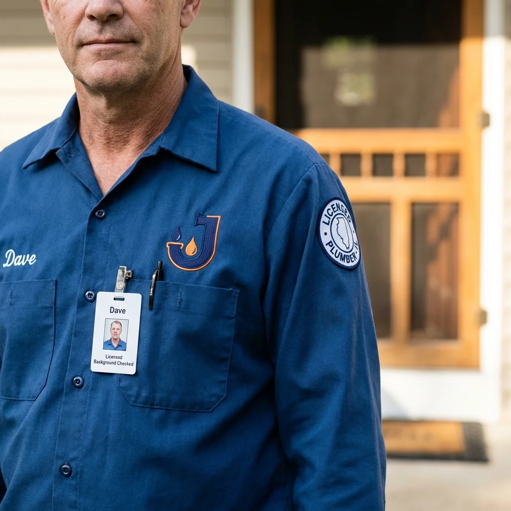 Licensed plumber showing ID badge in Metuchen, NJ