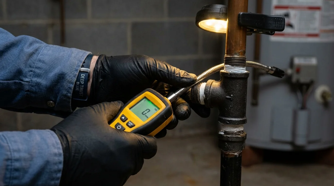 Gas leak detection with electronic sniffer by Johns Plumbing LLC in Metuchen