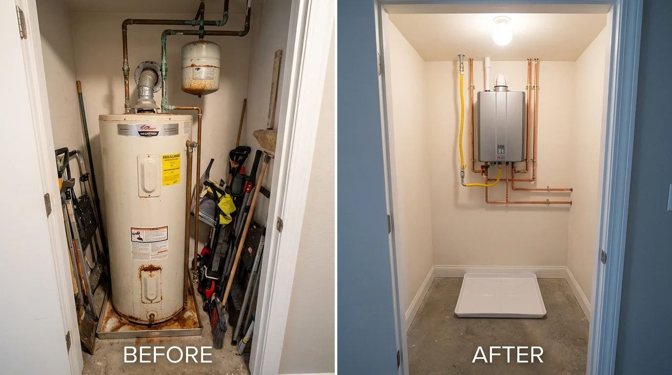 Tank water heater versus wall-mounted tankless unit comparison for Metuchen, NJ homeowners
